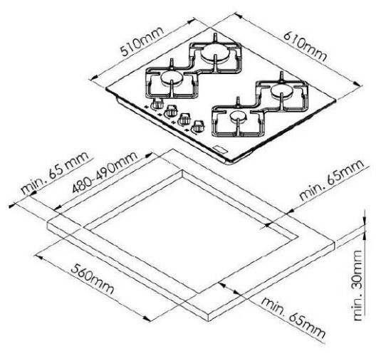 Газовая варочная панель Monsher MGG 60 Noir