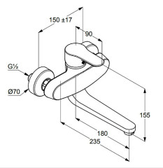 Смеситель для кухни Kludi Objekta 328820575