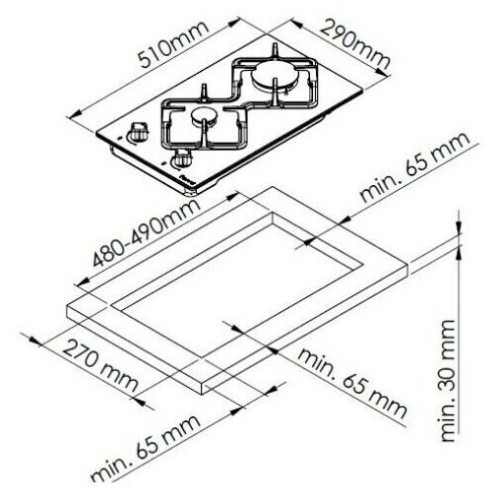 Газовая варочная панель Monsher MGG 30 Noir
