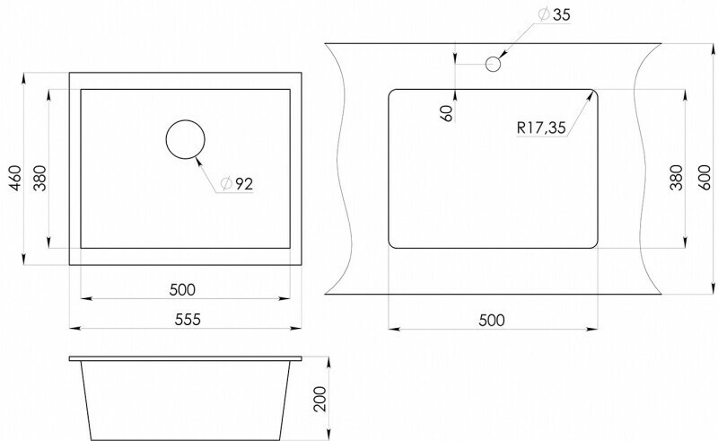 Кухонная мойка Granula GR-5551 черный