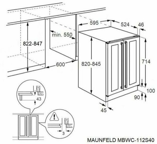 Встраиваемый винный шкаф MAUNFELD MBWC-112S40