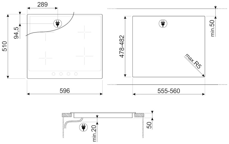 Индукционная варочная панель Smeg SI964NM