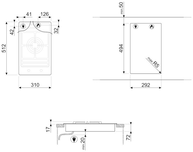 Газовая варочная панель Smeg PGF31G-1