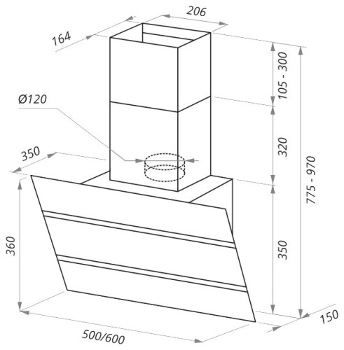 Кухонная вытяжка MAUNFELD Bridge Line 50 черный\вставка сатин