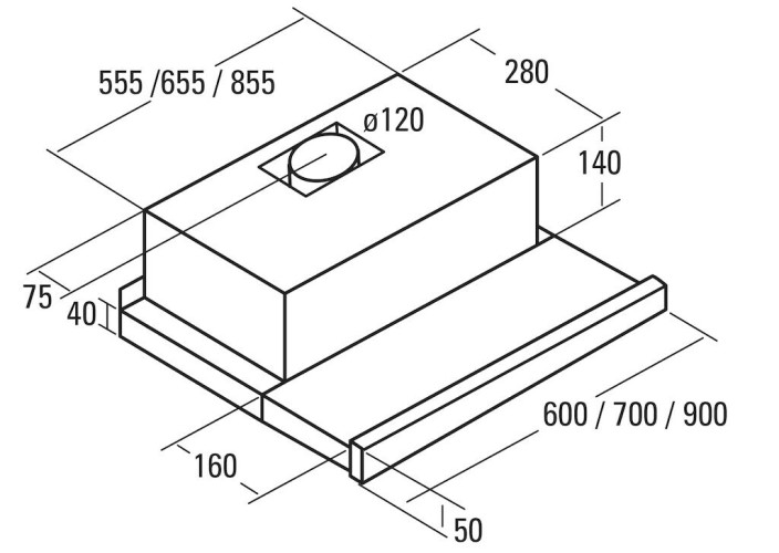 Встраиваемая вытяжка Exiteq Retracta 2301 G black