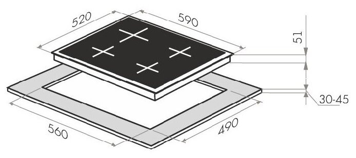 Комбинированная варочная панель MAUNFELD MEHS 64 98 S