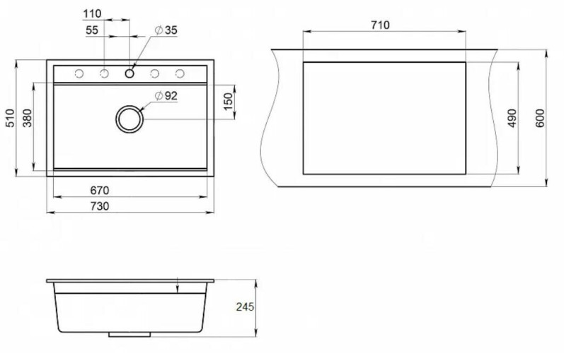 Кухонная мойка Granula KS-7301 черный