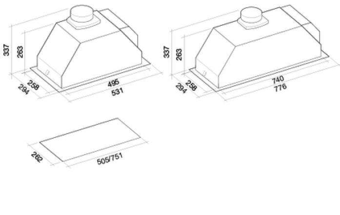 Встраиваемая вытяжка Falmec GRUPPO INCASSO MURANO BLACK 70 см CGIW70.E10P6 ZZZN491F