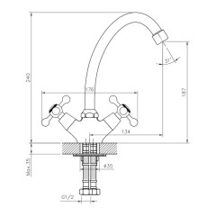 Смеситель для кухни Decoroom DR54028 хром