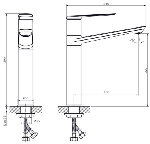 Смеситель для кухни Rush Bering BE5535-22