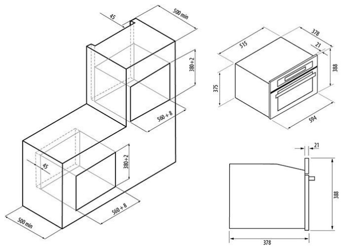 Встраиваемая микроволновая печь Fornelli MGA 60 Riflesso BL