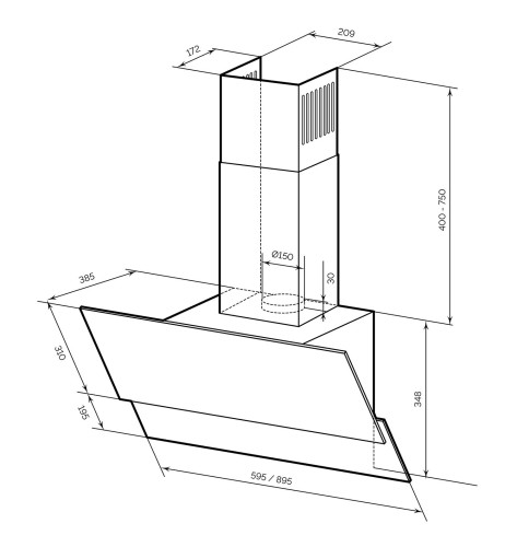 Кухонная вытяжка Lex Aria 900 Ivory