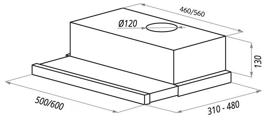 Встраиваемая вытяжка MAUNFELD VSH 60 черный
