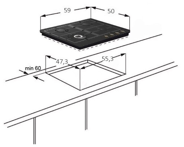 Газовая варочная панель MONSHER MKFG 60 G40 ME096-SFT