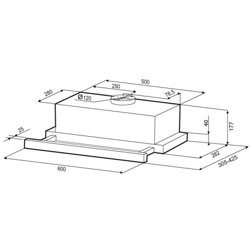 Встраиваемая вытяжка Krona Kamilla 600 Glass Black 2 мотора