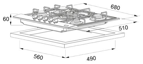 Газовая варочная панель Franke FHL 704 4G TC