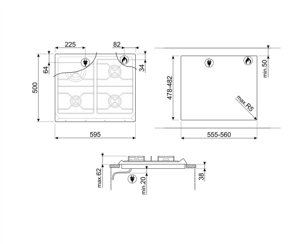 Газовая варочная панель Smeg SRV864RAGH