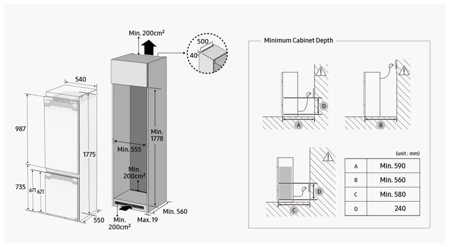 Встраиваемый холодильник Samsung BRB267134WW WT