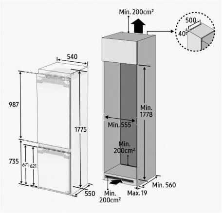 Встраиваемый холодильник Samsung BRB267134WW WT