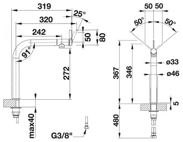 Смеситель для мойки Blanco Vonda Хром 518434