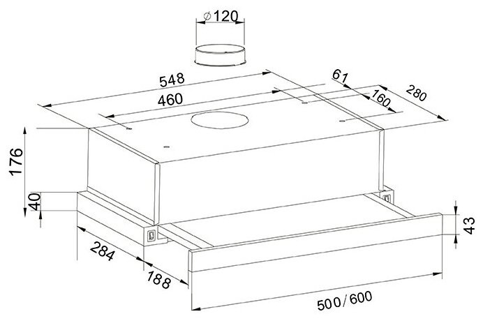 Подвесная вытяжка Oasis UV 60IG F