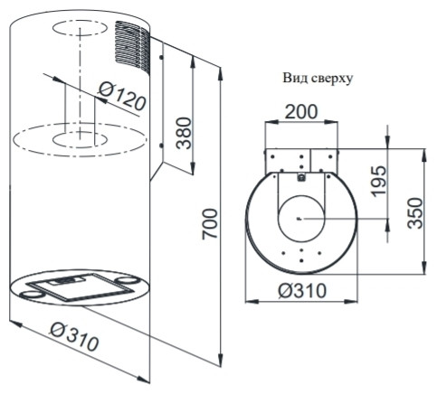 Кухонная вытяжка Weissgauff Tubus 700 PB BL