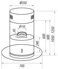 Островная вытяжка Maunfeld Plymouth 70 нержавеющая сталь