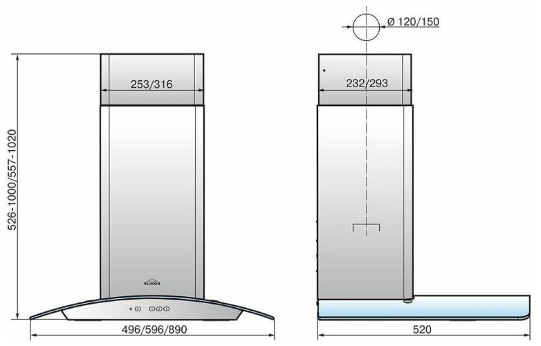 Кухонная вытяжка Elikor Аметист 60Н-430-К3Г нержавейка