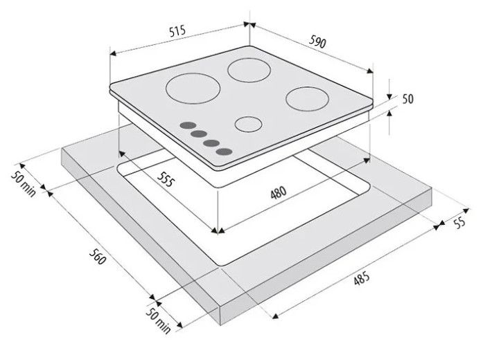 Газовая варочная панель Fornelli PGT 60 Ardore WH