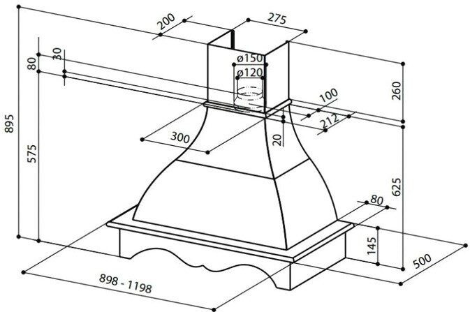 Кухонная вытяжка Faber West 120 WH SC H-EP