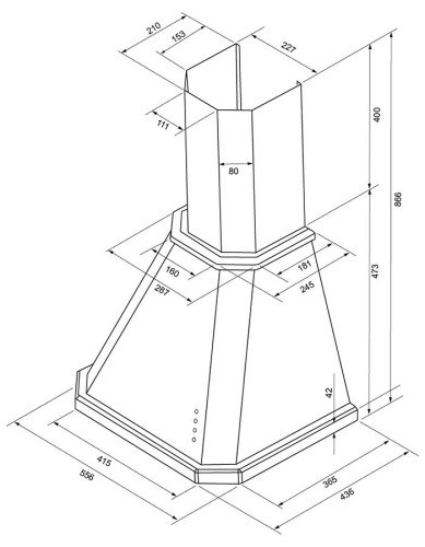 Кухонная вытяжка Krona NEYA 600 structural ivory PB