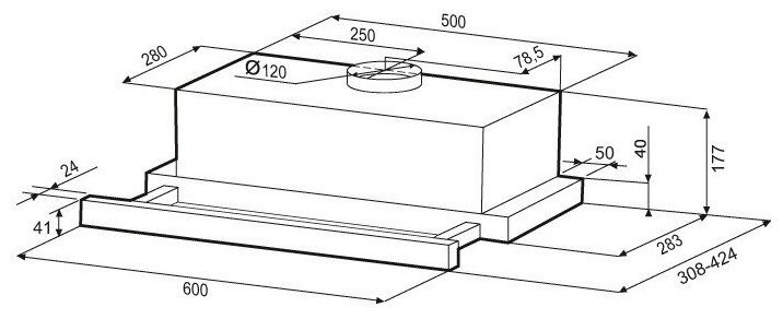 Встраиваемая вытяжка Kronasteel Kamilla 600 Black Retro