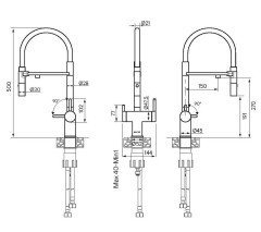 Смеситель для кухни Paulmark GRAVITY никель, черный шланг