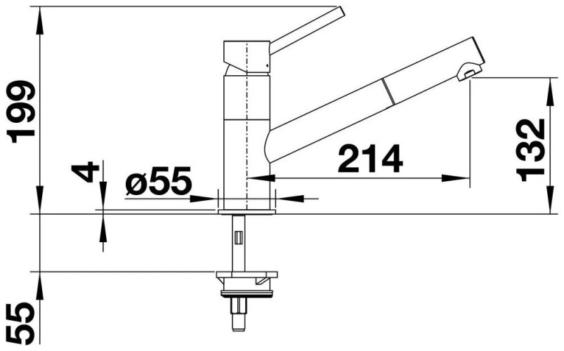 Смеситель для мойки Blanco Kano темная скала/хром 525034