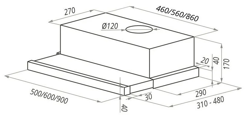 Встраиваемая вытяжка MAUNFELD VS LIGHT C 90 нержавеющая сталь