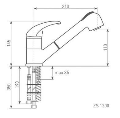 Смеситель для мойки Zigmund & Shtain ZS 1200 темная скала
