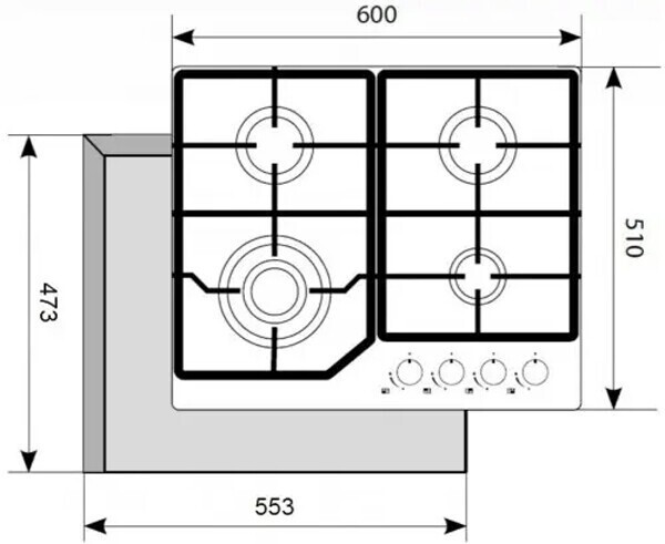 Газовая варочная панель Akpo PGA 604 FGC BL