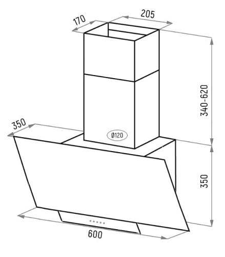 Кухонная вытяжка Ciarko Diana 50 Ivory