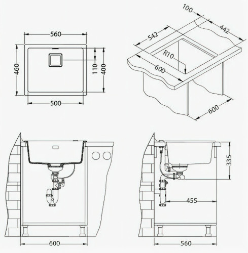 Кухонная мойка Alveus Quadrix 50 Chocolate-G03M коричневый 1108036