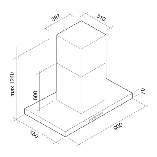 Островная вытяжка Falmec Lumina NRS Isola Steel Glass 90 CLMI90.00P2 NEUI490F