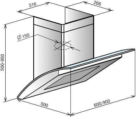 Кухонная вытяжка Elikor Аквамарин 90П-650-Э7Г черный