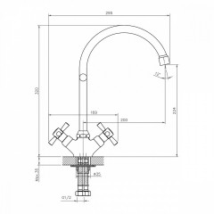 Смеситель для кухни Decoroom DR51028 красный/хром