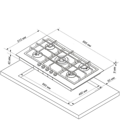 Газовая варочная панель Electronicsdeluxe GG51130245F TC-005