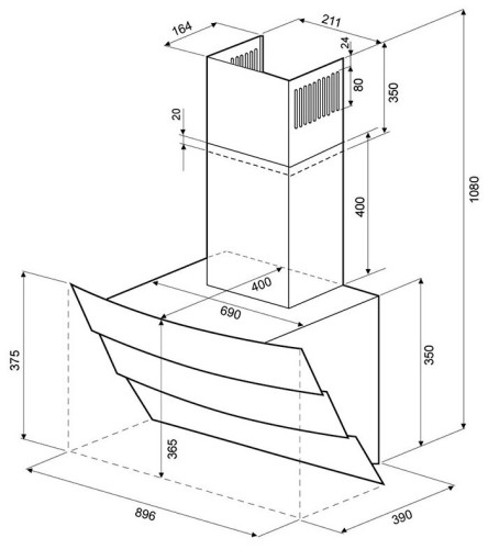 Кухонная вытяжка Kronasteel Inga 900 Sensor