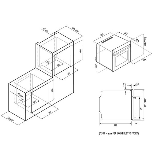 Электрический духовой шкаф Fornelli FEA 60 Merletto Ivory