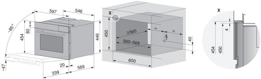 Электрический духовой шкаф V-Zug CombiSteamer V6000 45M PowerSteam черное стекло