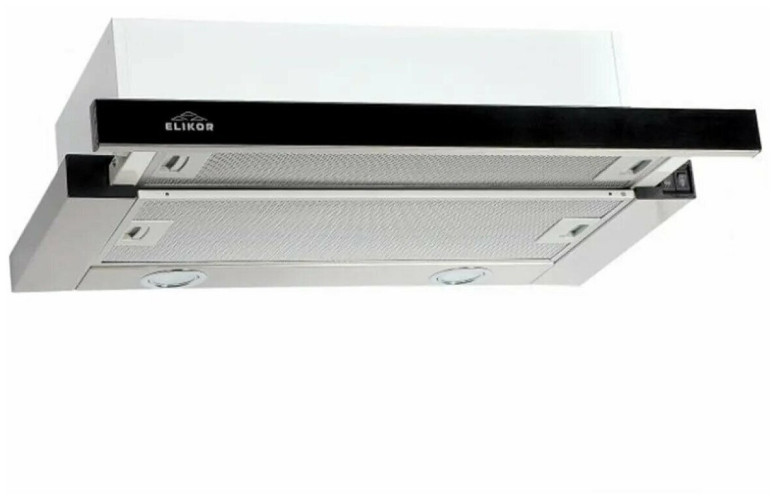 Встраиваемая вытяжка Elikor Интегра Glass 60Н 400 В2Д нержавеющая сталь черное стекло
