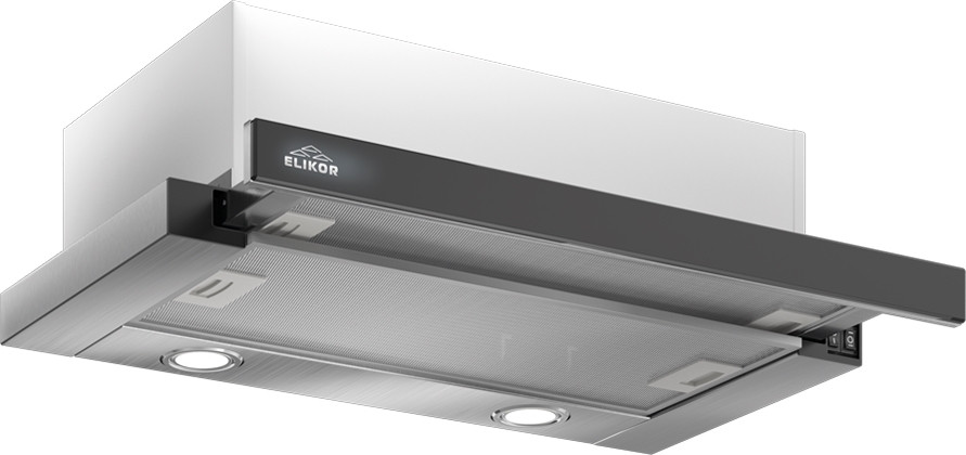 Встраиваемая вытяжка Elikor Интегра Glass 60Н 400 В2Д нержавеющая сталь черное стекло