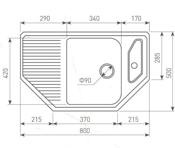 Кухонная мойка Zigmund & Shtain ECKIG 800 речной песок