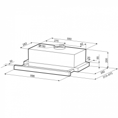 Встраиваемая вытяжка Krona KAMILLA TK 600 INOX 1 мотор